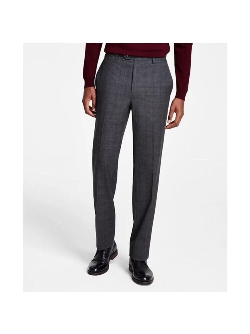 Michael Kors Marvin Men’s Classic Fit Gray and Red Plaid Dress Pants 42Wx30L